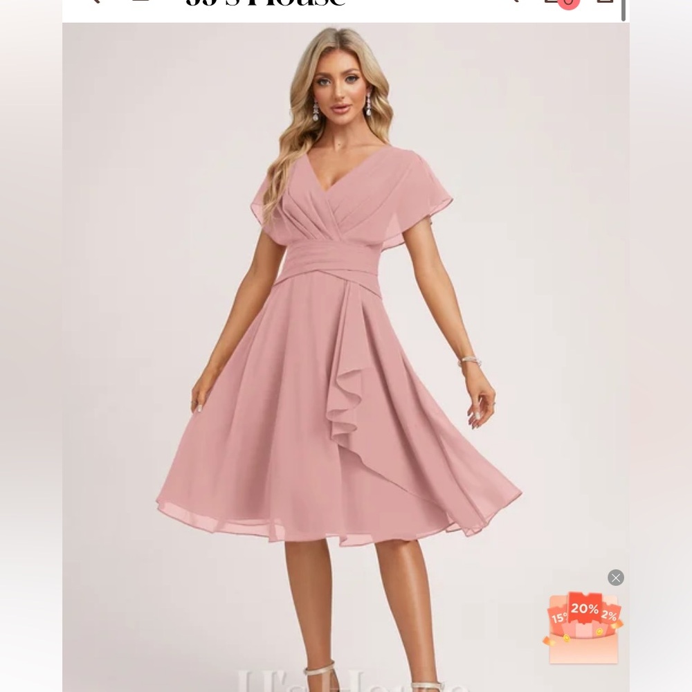 Jj’s House A-line V-Neck Knee-Length Chiffon Bridesmaid Dress With Ruffle